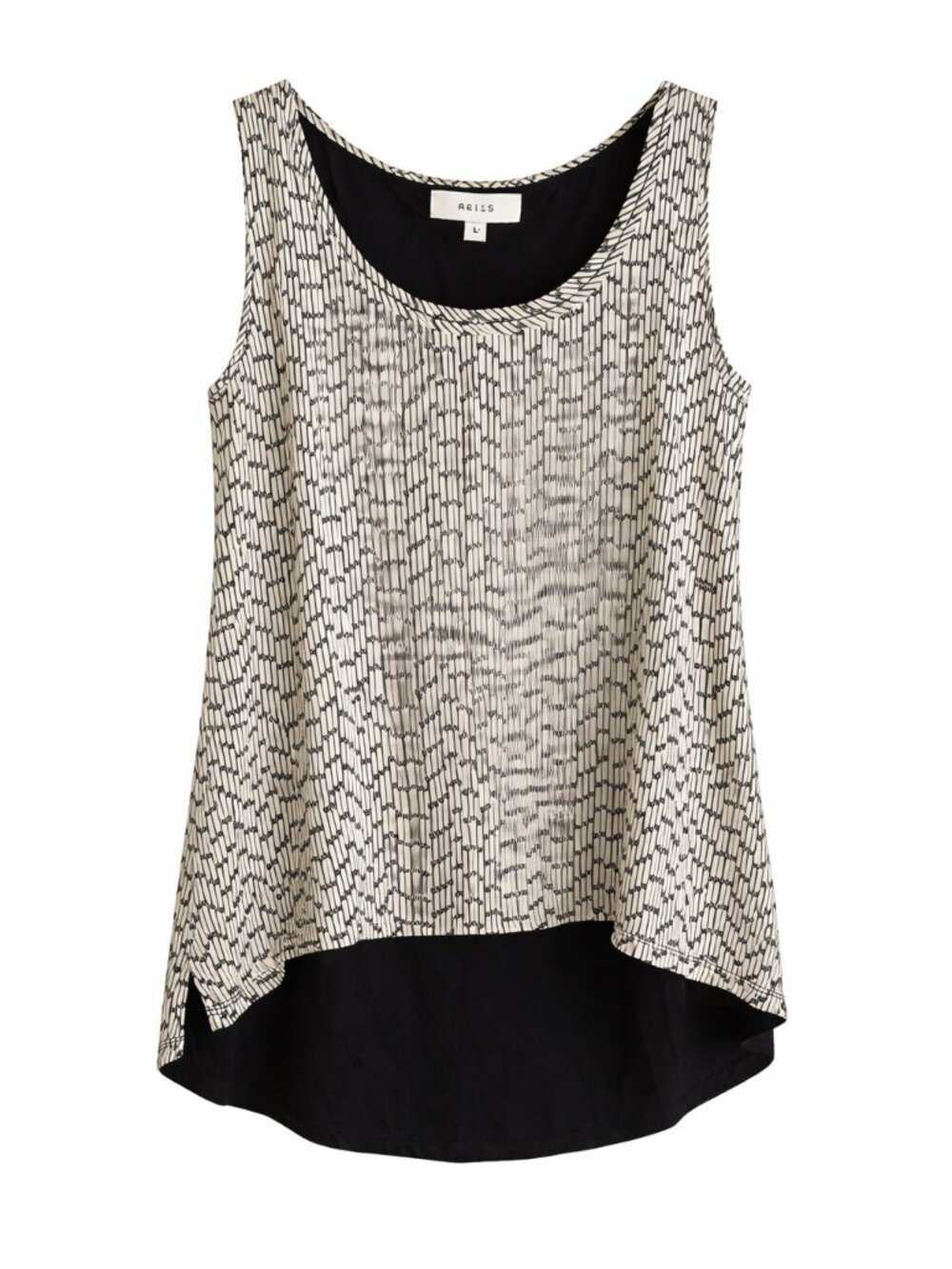 Reiss Black & White Geometric Sleeveless Blouse Size L NWT